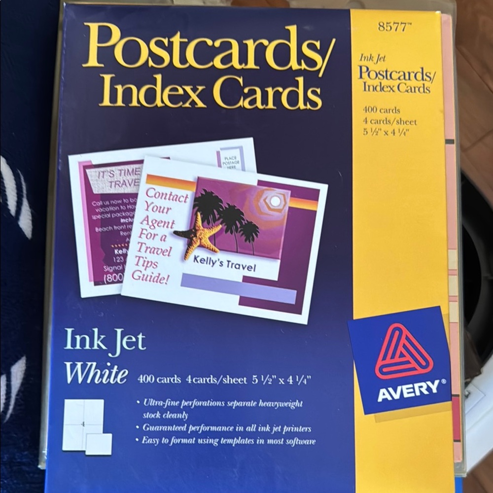 New- Avery Ink Jet White Postcards